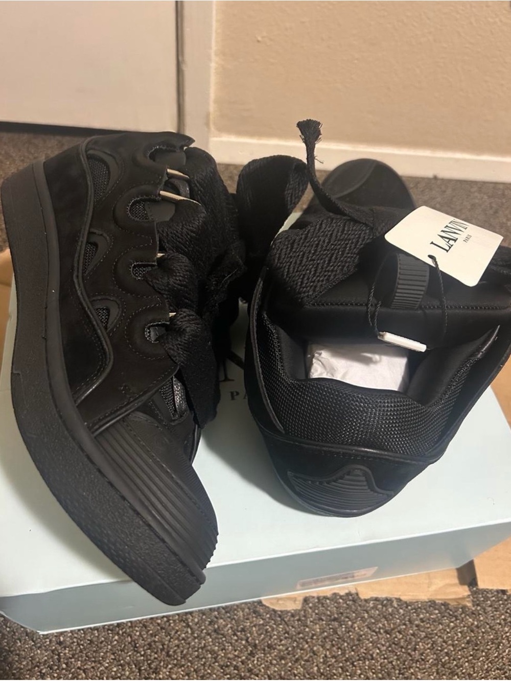 Lanvin Black Men's Chunky Low-Top Sneakers